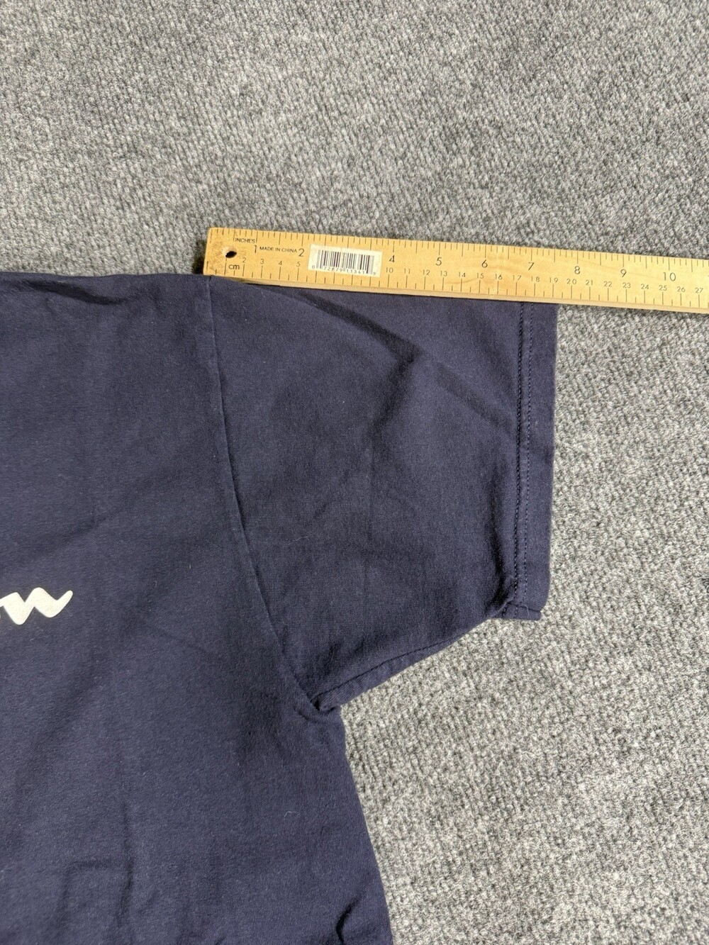 Champion Script Logo T Shirt Navy Blue 100% Cotton Short Sleeve Mens Large - Picture 8 of 10